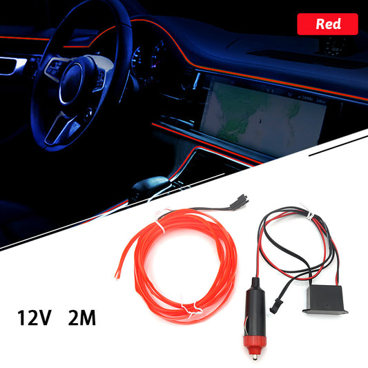 Red 12V Car Interior LED Neon Lights Decor Atmosphere El Wire String Strip Lamp