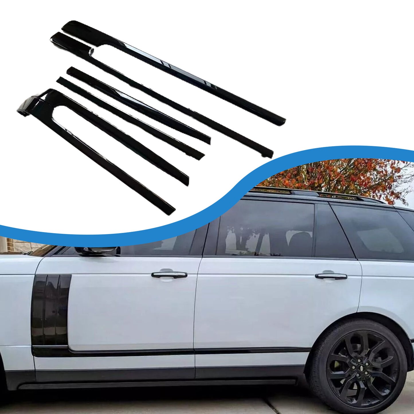 6X Piano Black Door Side Body Molding Trim Strip for Range Rover L405 2013-2022