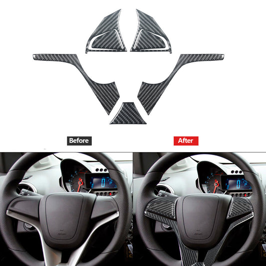 7x Carbon Fiber Steering Wheel Accent Cover Type C for Chevrolet Sonic 2012-2016