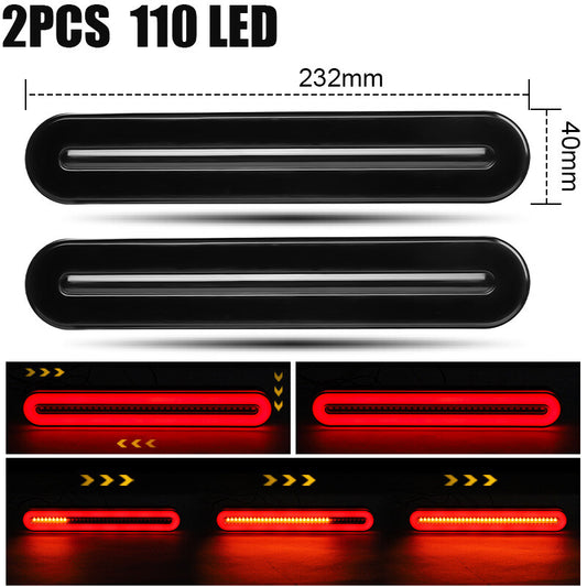 2X 9 LED Brake Flowing Turn Signal Tail Lights Stop DRL Red/Amber Truck Trailer