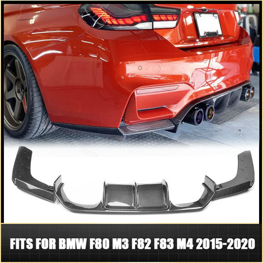 for BMW F80 M3 F82 F83 M4 Carbon FIber 3PC V Style Rear Bumper Diffuser 2015-20