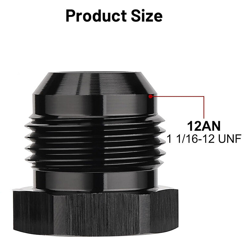 12AN Male Flare Bolt Blanking Plug End Cap Lock Nut Fitting Adapter Hex Black