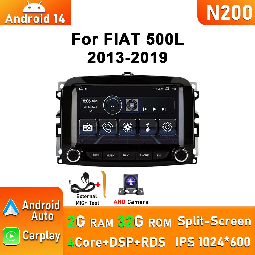 for Fiat 500L 2013-2019 Android Auto Carplay Car Radio Stereo Player Screen GPS