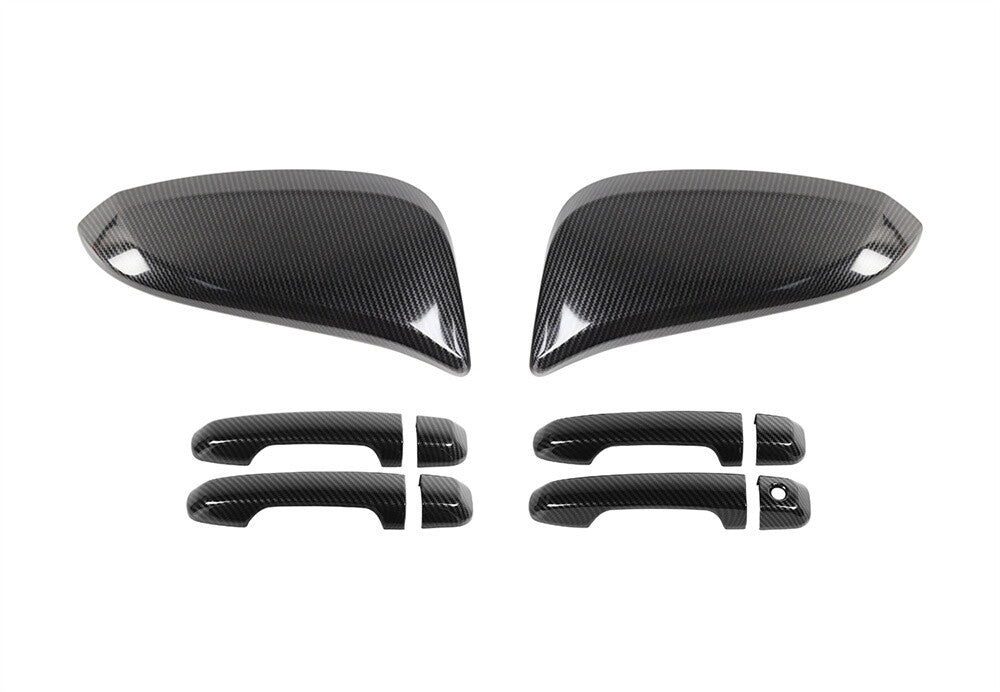 Carbon Fiber ABS Side Rearview Mirror Door Handle Cover For Toyot@ 4Runner 2017+