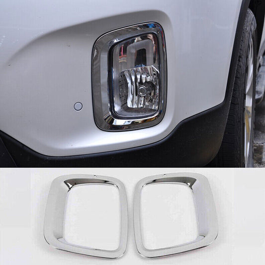 for Kia Sorento 2014-2015 Chrome Style Front Bumper Fog Light Lamp Cover Trims
