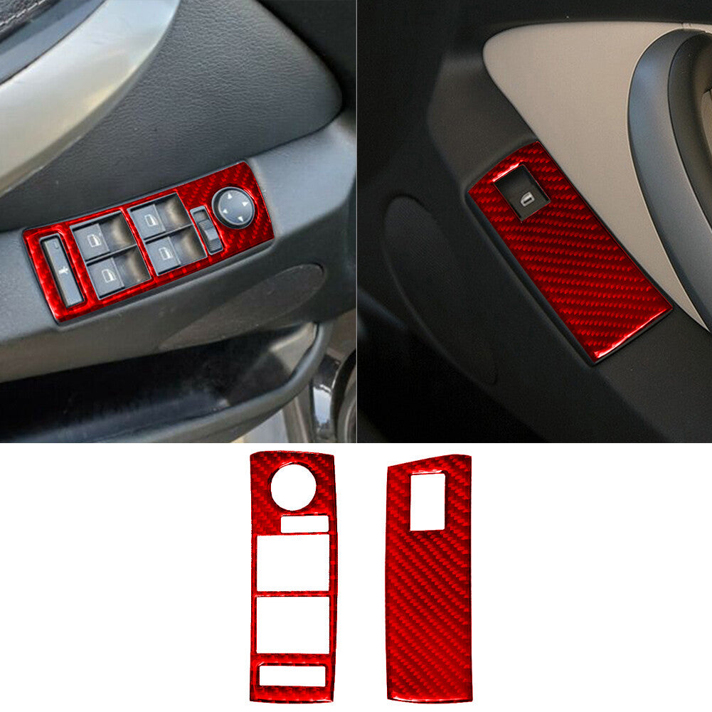 Red carbon fiber interior front window control cover trim for BMW X5 E53 B model