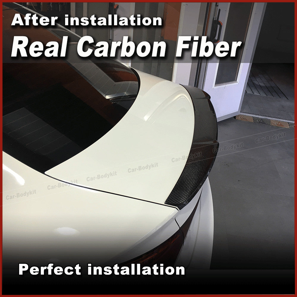 REAL CARBON Rear Trunk Lid Spoiler Wing Lip Fit for Audi A3 S3 RS Sedan 2014-19