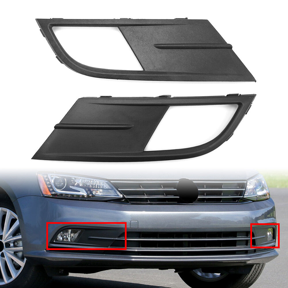 2x Front Bumper Fog Light Lamp Grille Grill With Hole Fit for VW for Jetta MK6 2015-2018