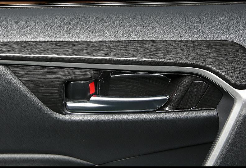 Black Wood Grain ABS Window Lift Glass Control Panel for Toyota RAV4 2019-2023