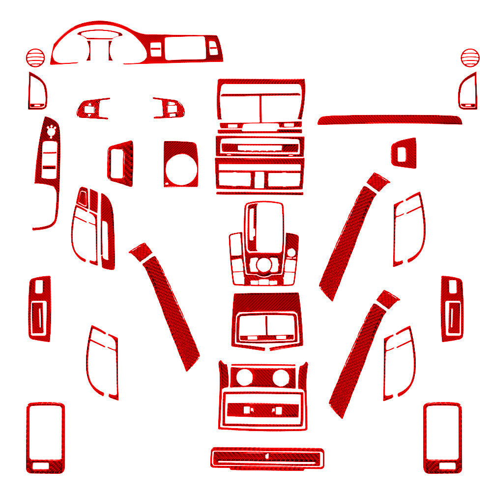 72Pcs Red Carbon Fiber Interior Full Sets Cover Trim Kit for Audi Q7 2007-2015