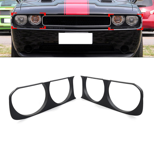 Matte Black Headlight Headlamp Bezel Frame Trim for Dodge for Challenger 2008-2014