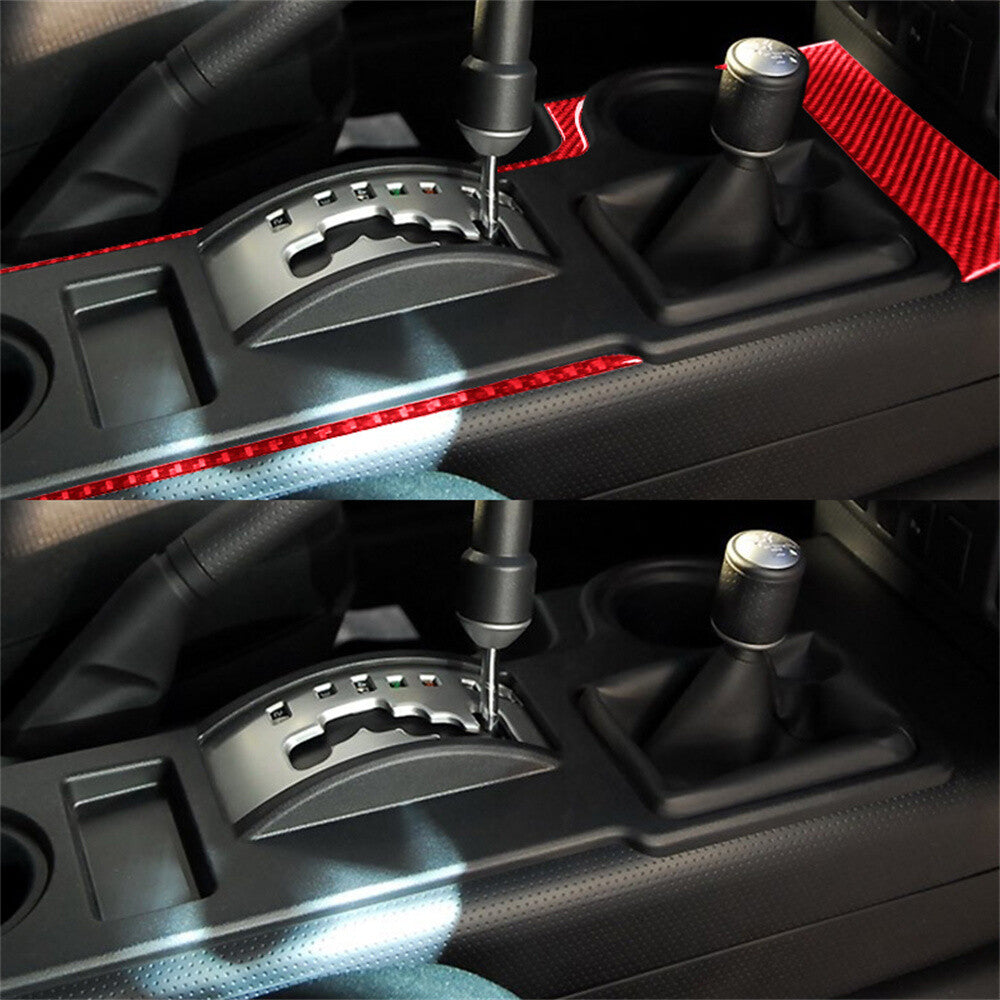 For Toyot@ FJ Cruiser 2007-21Red Carbon Fiber Central Gear Shift Side Panel Trim