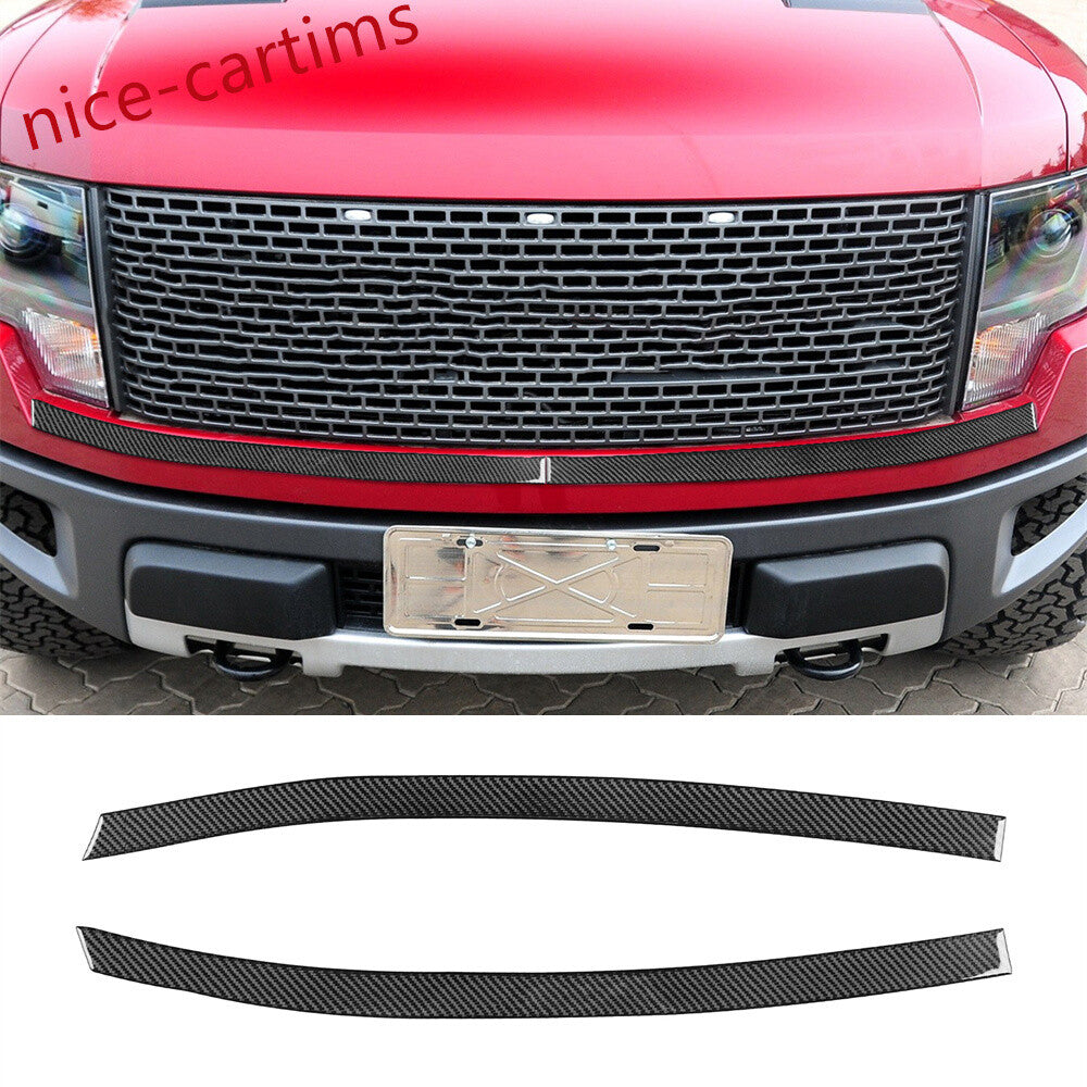 2¡ÁCarbon Fiber Front Bumper Grille Lower Panel Cover Fit for Ford F150 2009-2014