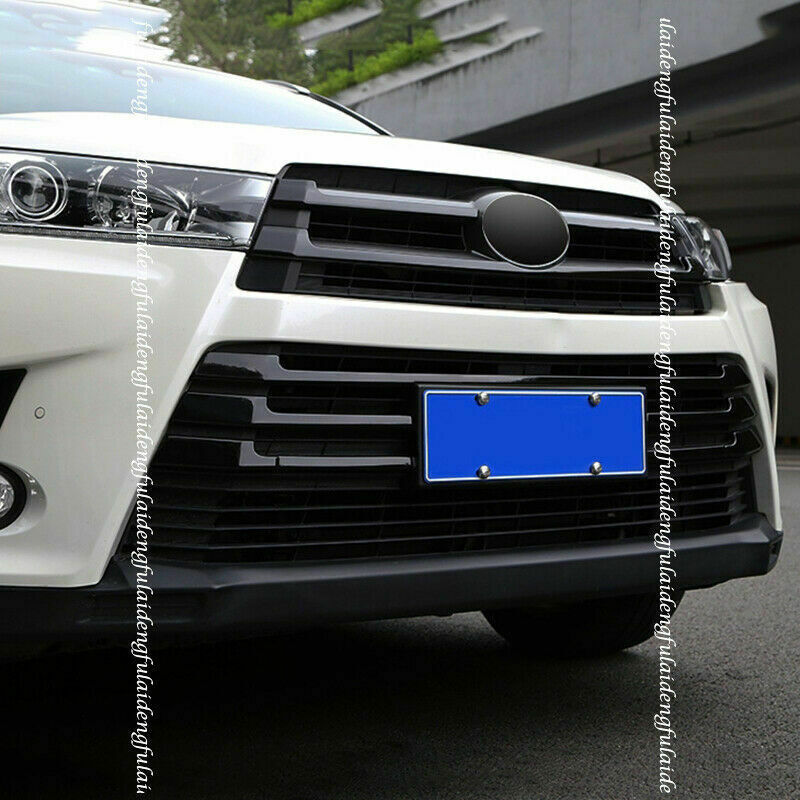 10X for Toyota Highlander 17-19 Piano Black Front Bumper Grille Grill Cover Trim
