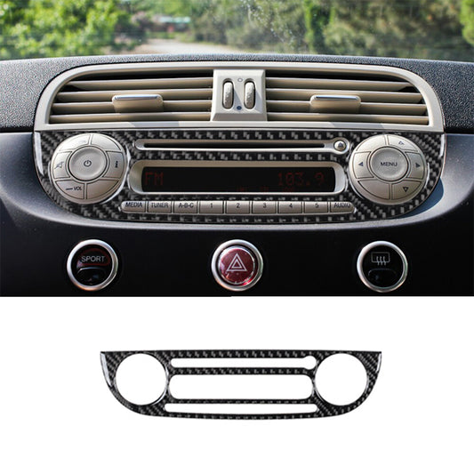 Carbon Fiber Interior Radio With CD Player Cover Trim For 2012-2015 for Fiat 500