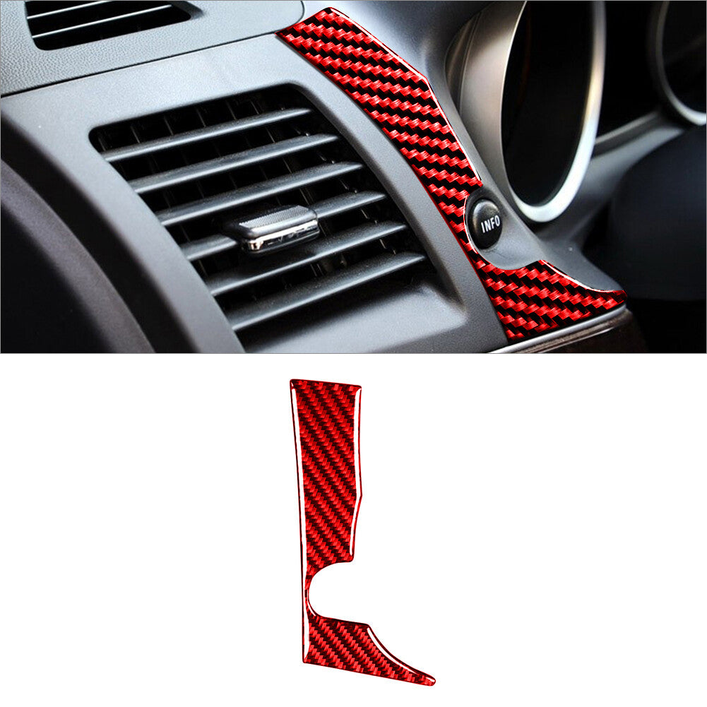 Red carbon fiber internal information button protective cover suitable for Mitsubishi Lancer 2008 - 2015