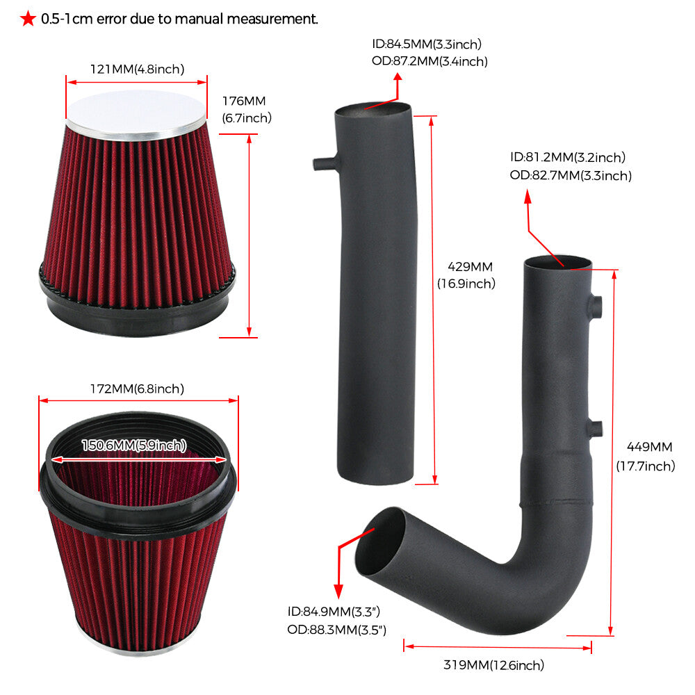 Cold Air Intake Kit w/ Filter  Heat Shield For 11-20 Charger for Challenger 300 3.6