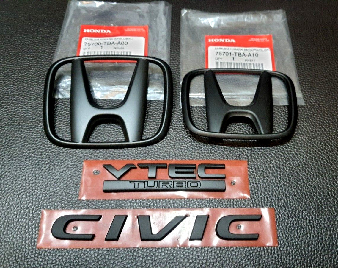 SET FC FK MATT BLACK H for CIVIC TURBO LOGO EMBLEM BADGE for CIVIC FC FK 2015-2021
