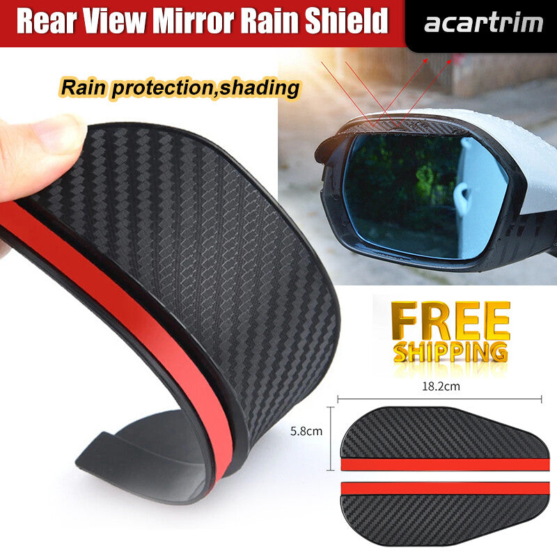 2 PCS Car Rear View Side Mirror Rain Board Eyebrow Guard Carbon Fiber Sun Visor