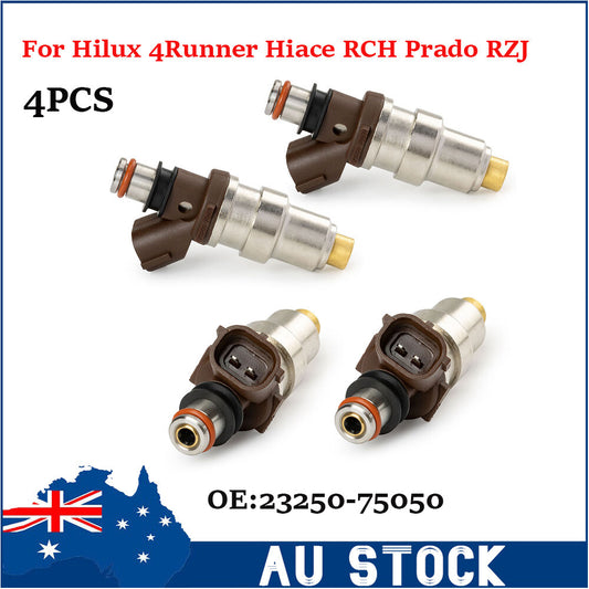 4x Fuel Injectors 23250-75050 For Hilux 4Runner Hiace RCH Prado RZJ 3RZ-FE 3RZFE