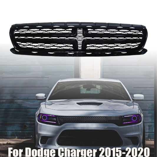 Replacement Front Upper Bumper Grill Grille Glossy Black for Dodge Charger 15-20