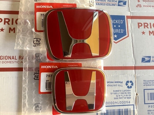 2pcs set for Honda Fit GD 06 - 08 JDM Red H Front Rear Type R grille emblem logo