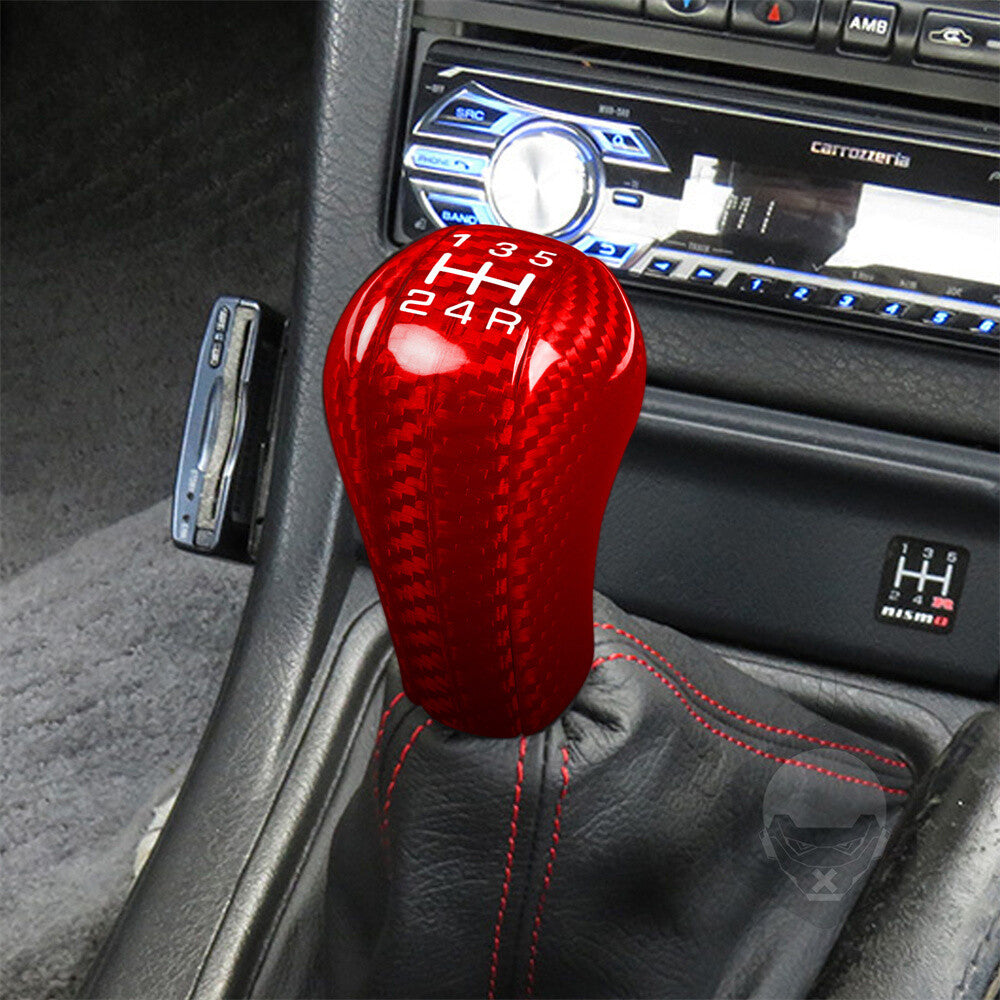 3¡ÁRed Carbon Fiber Gear Shift Knob Panel Set Trim Kit for Nissan GTR R32 R33 R34