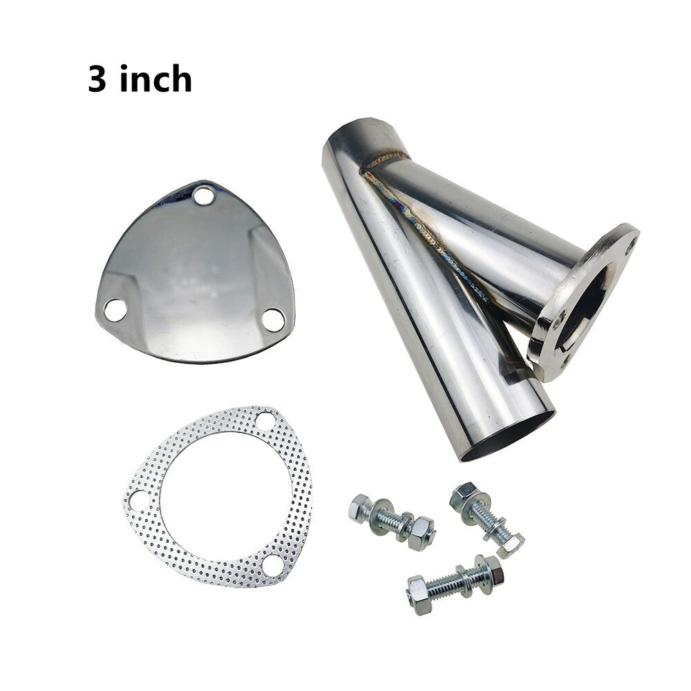 3-inch stainless steel electric exhaust Y-pipe with seal and flange gasket