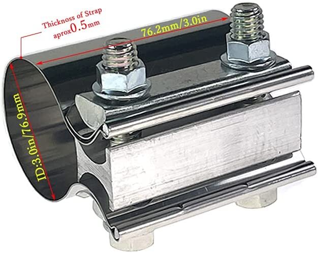 3-inch Butt exhaust clamp for combined exhaust muffler with duct connection