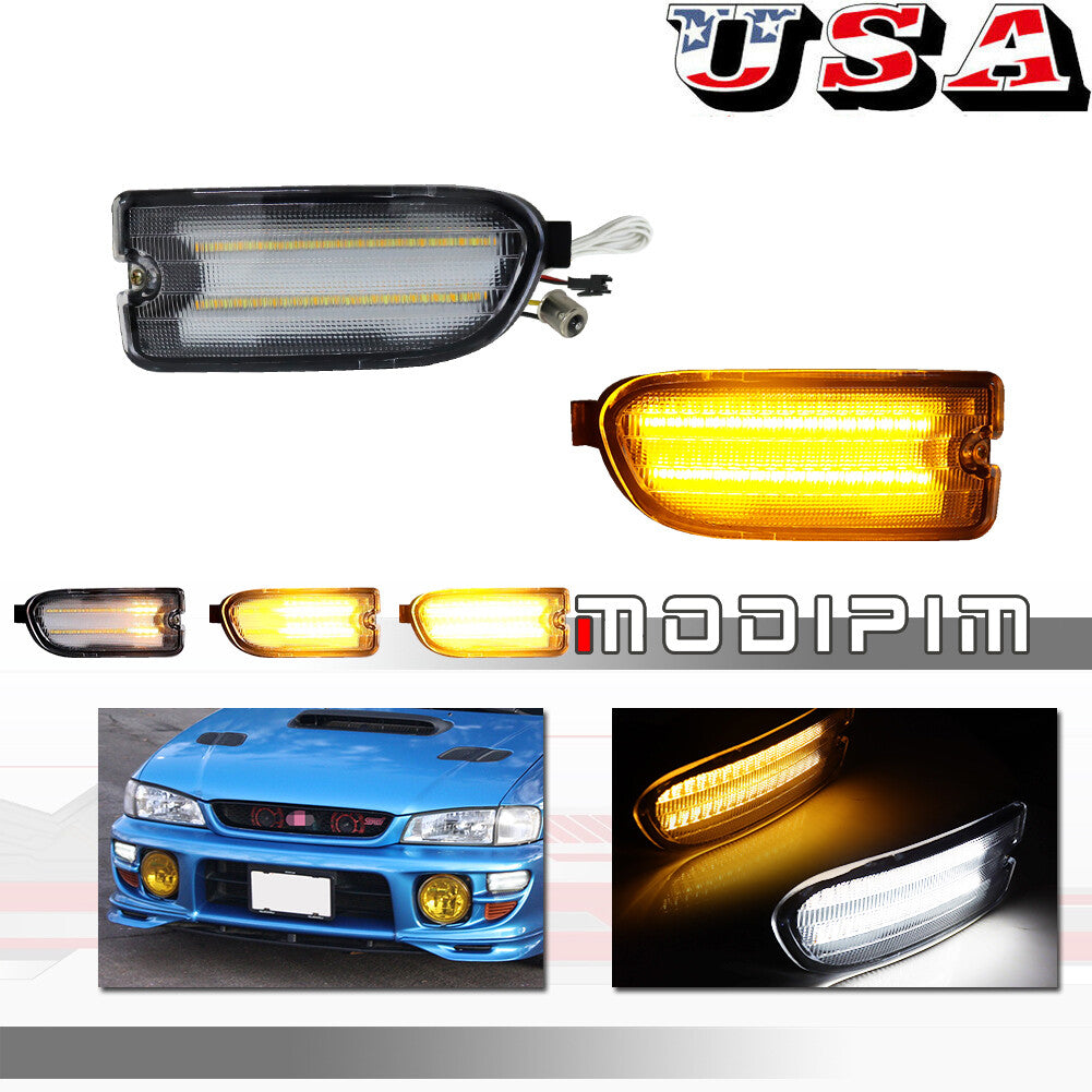 Transparent switch amber LED DRL front turn signal lights suitable for 1999-2001 for Subaru Impreza