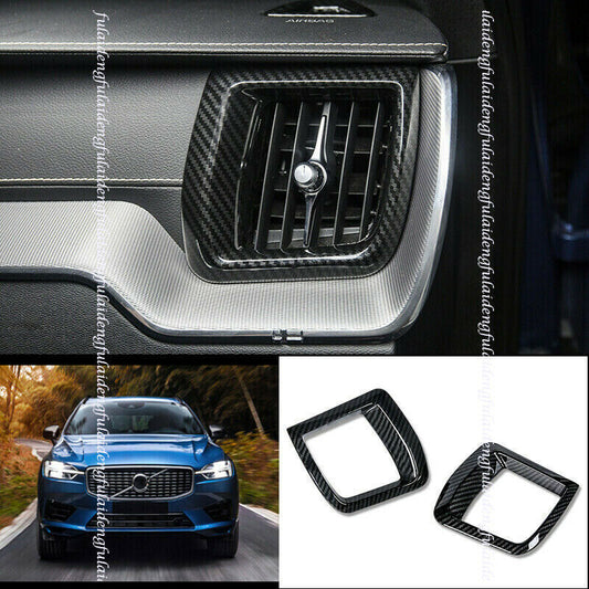 2for Volvo XC60 2018-2021 Carbon Fiber Inner Dashboard L&R Air Outlet Vent Trim