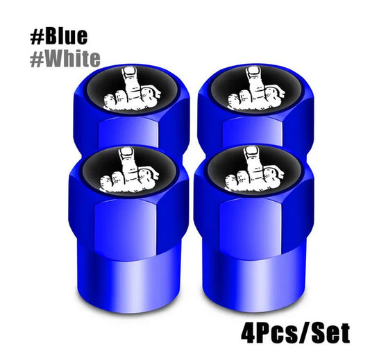 4-piece car tire valve cover rod air dust cover, premium metal, blue and white, suitable for Lexus .