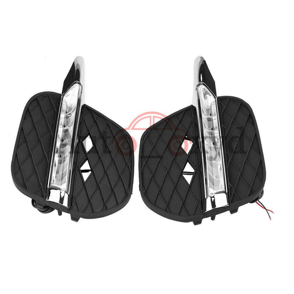 Pair 11-13 for BMW X5 E70 FRONT BUMPER FOG GRILL LED DRL DAY TIME RUNNING LIGHTS