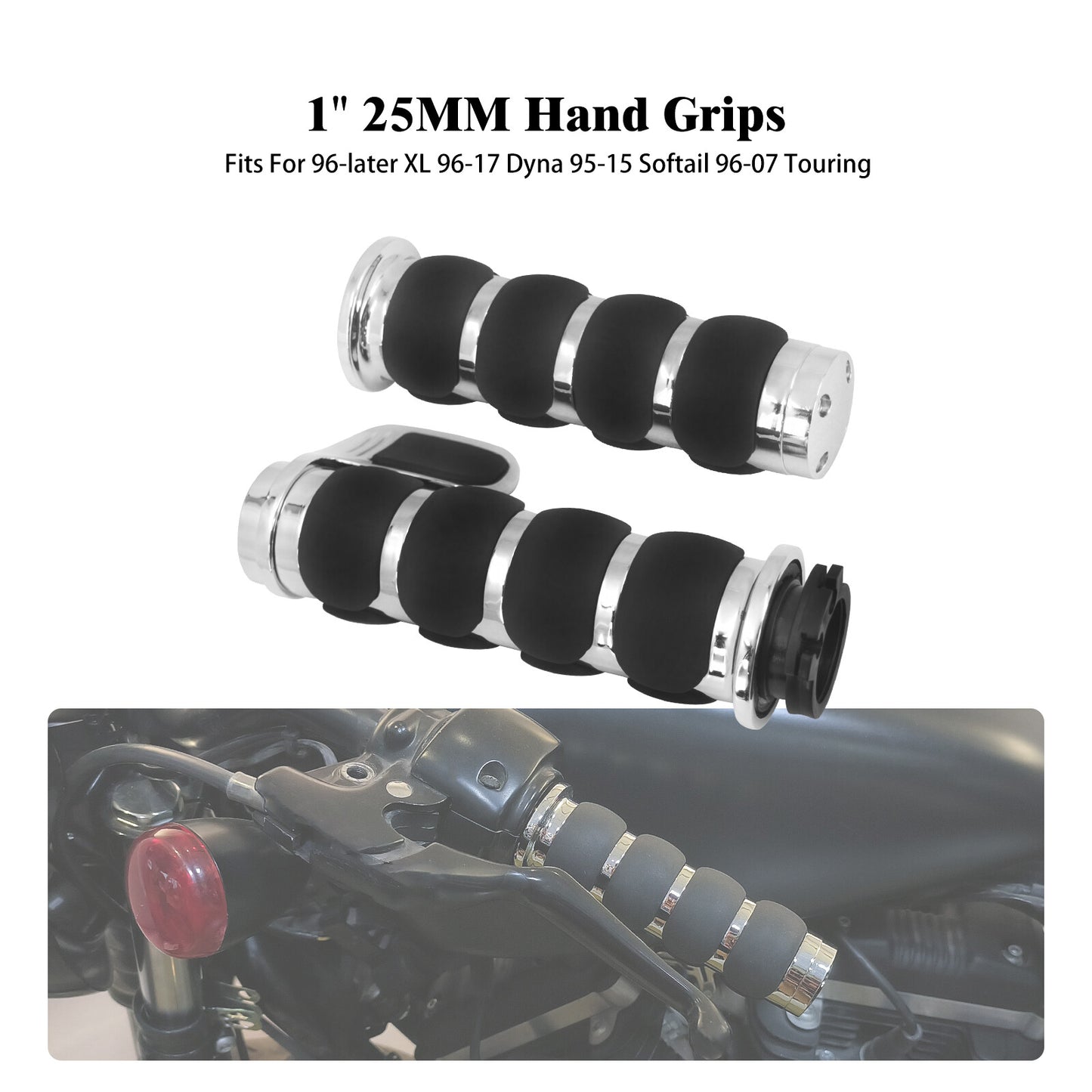 for Harley for Honda for Yamaha for Kawasaki Chrome 1 Motorcycle Non-Slip Rubber Hand Grips