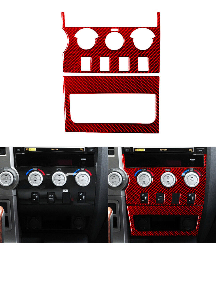 Red Central A/C Control Panel Type A Trim Carbon Fiber for Toyota Tundra 2007-13