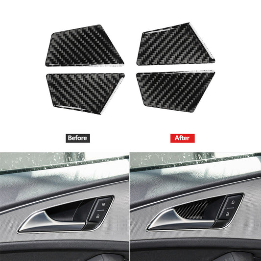 Carbon fiber interior door bowls trim for Audi A6 2012-2018