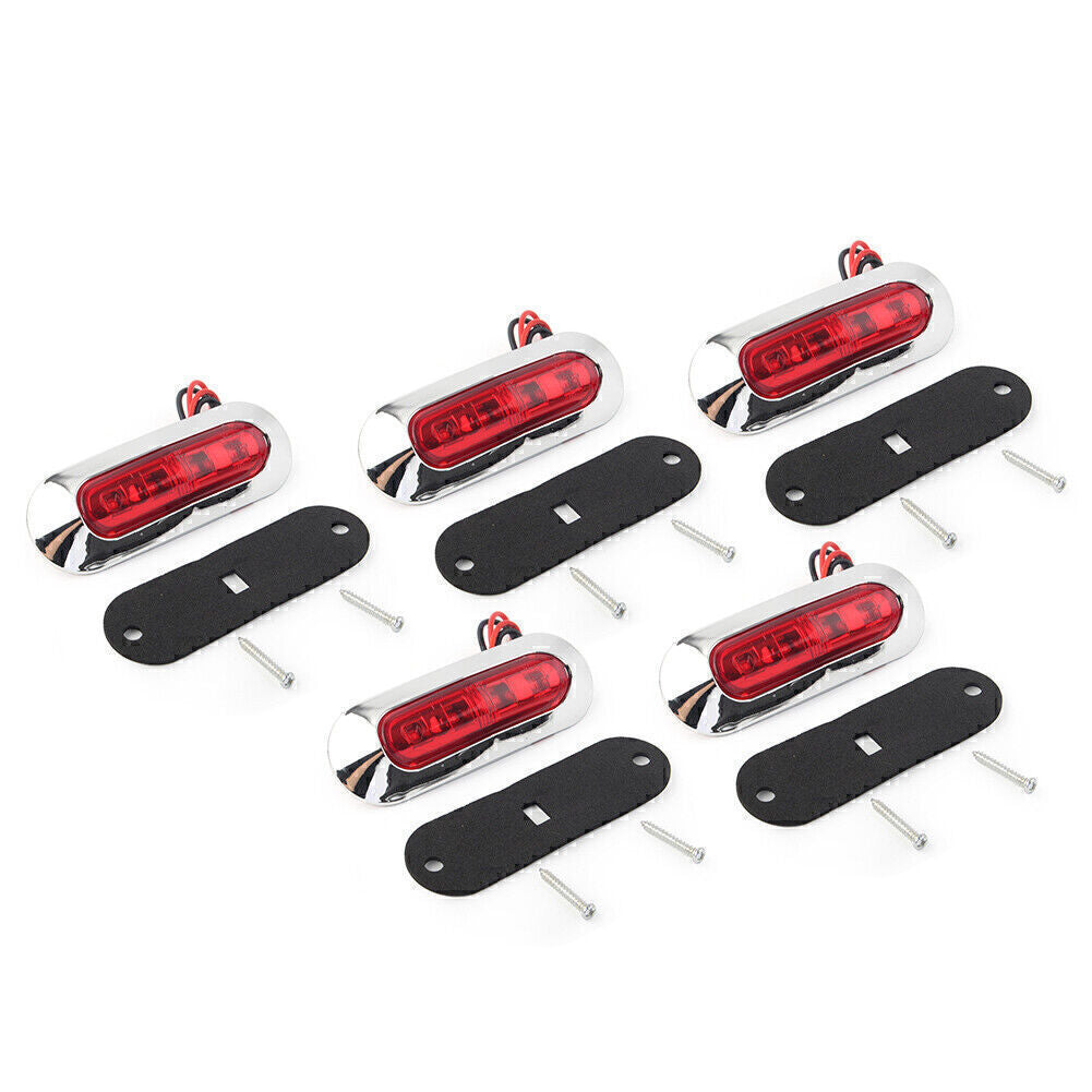 5x 4 LED Side Clearance Marker Light Fit Car Truck Trailer Pickup 12V 24V RED