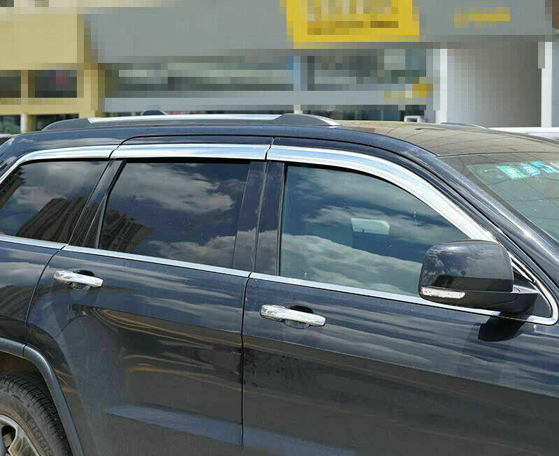 For Grand Cherokee 2011-21 Silver Window Visor Vent Sun Shade Rain Guard Shield