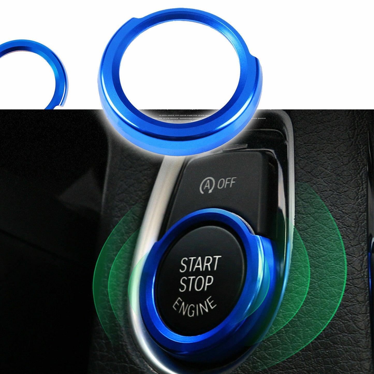 for BMW 1 2 3 4 Z series X5 X6 Keyless Engine Start Stop Button Blue Cover Ring