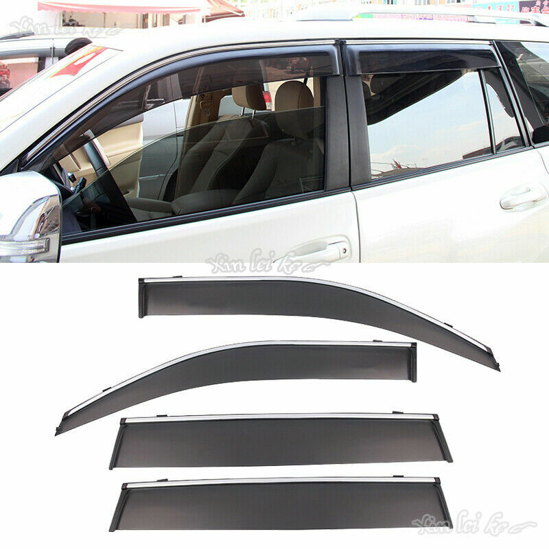 Window Visor Sun Rain Wind Guard for Toyota Prado FJ150 2010-2020 W/Chromed Trim