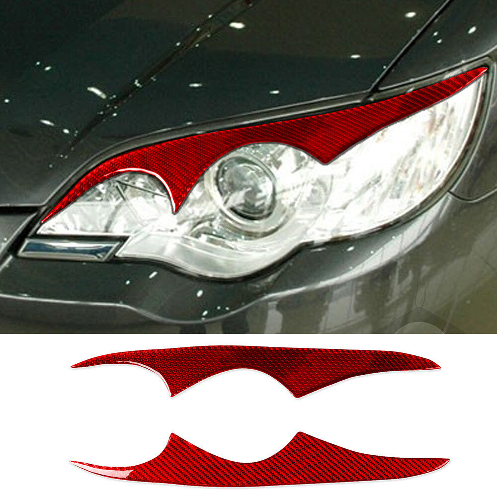 Red Carbon Fiber Front Headlight Eyelids Eyebrow Cover for Subaru Legacy 2006-08