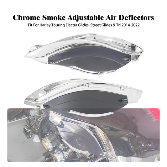 Chrome Batwing Fairing Smoke Air Deflectors for Harley Electra Street Glide 14+
