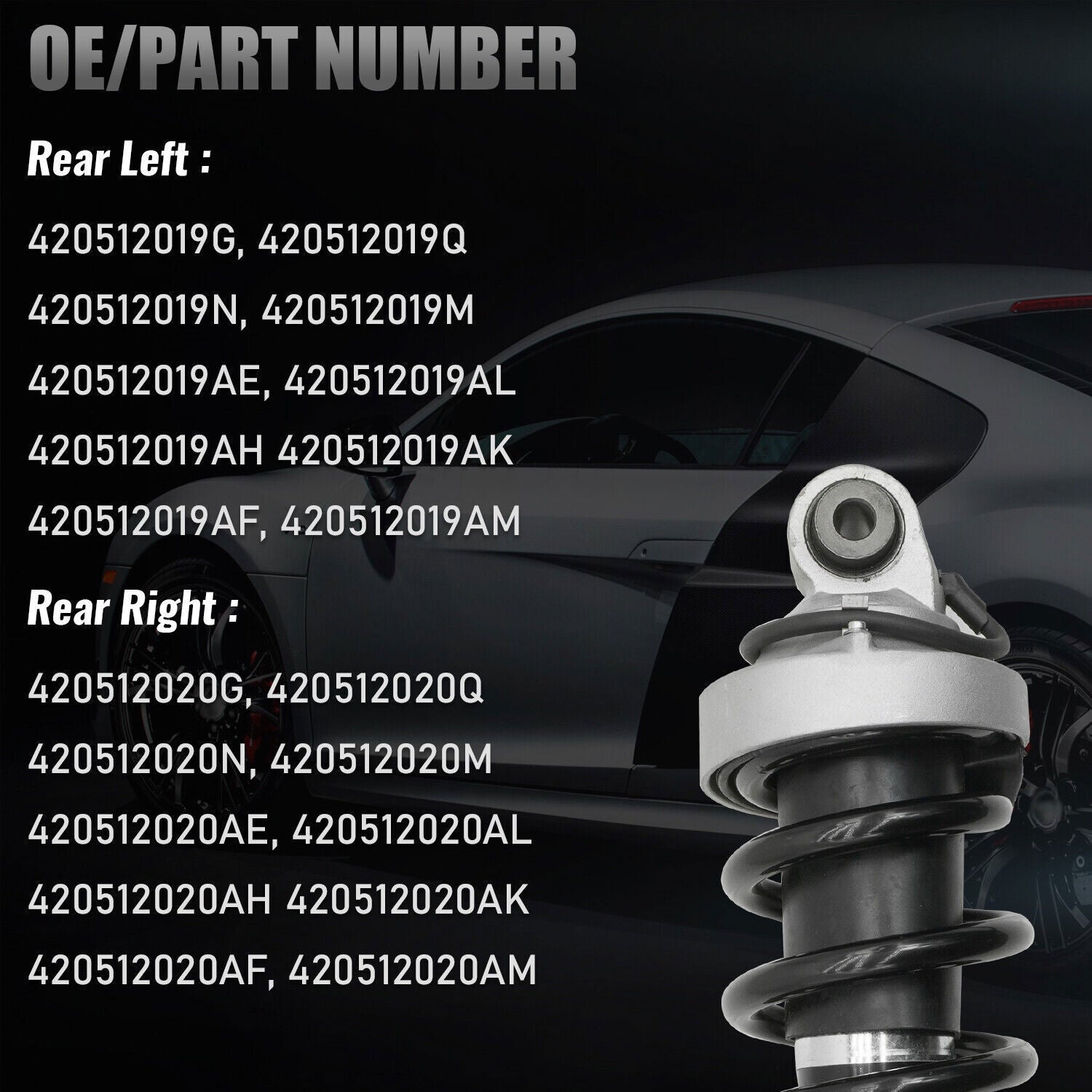 Two rear shock absorbers suitable for Mercedes-Benz W205, C300, C400, C450, C63, and AMG models (2015-2020).