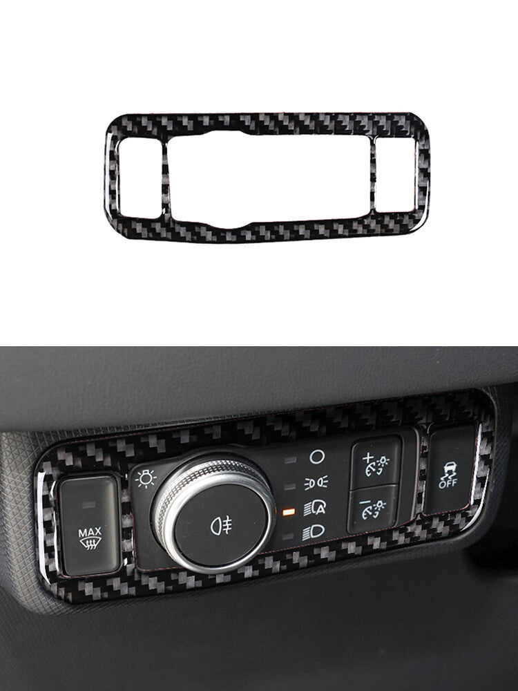 Carbon Fiber Headlight Control Panel Trim Cover for Ford for Mustang Mach-E 2021-22