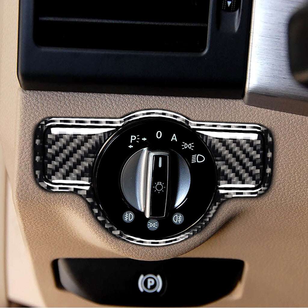 for Mercedes-Benz A C E CLA GLA GLK Carbon Fiber Headlight Switch Button Trim B