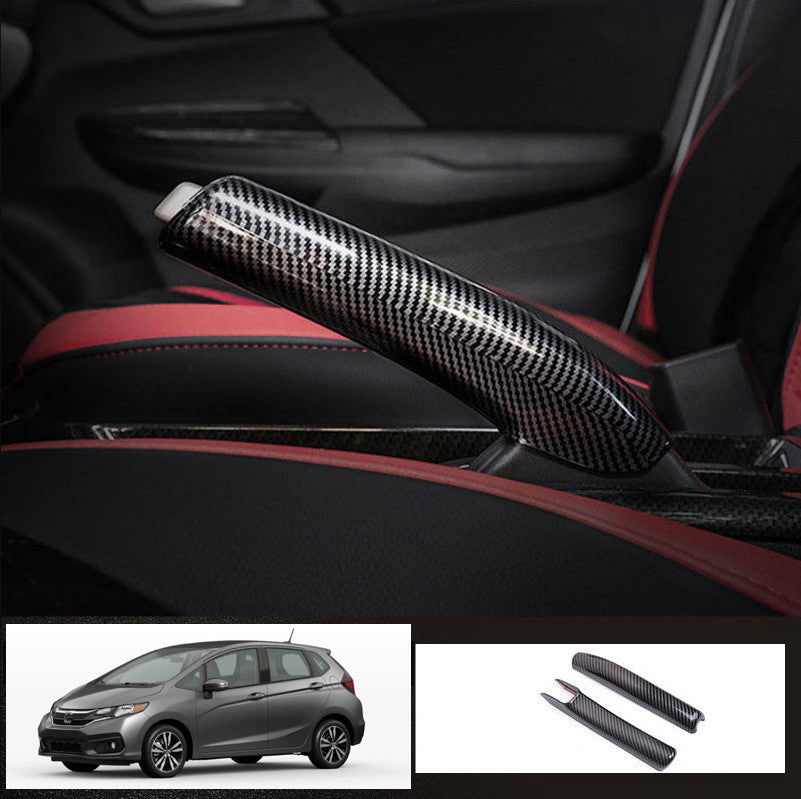 Center console handbrake protector trim for 2014-2020 for Honda Fit Jazz - Carbon Fiber