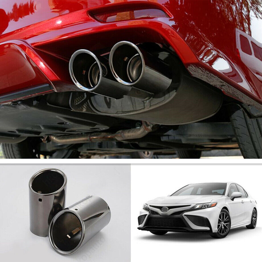 For 2018-2023 for Toyota for Camry 2P Glossy Black Rear Exhaust Pipe Tail Muffler Tips