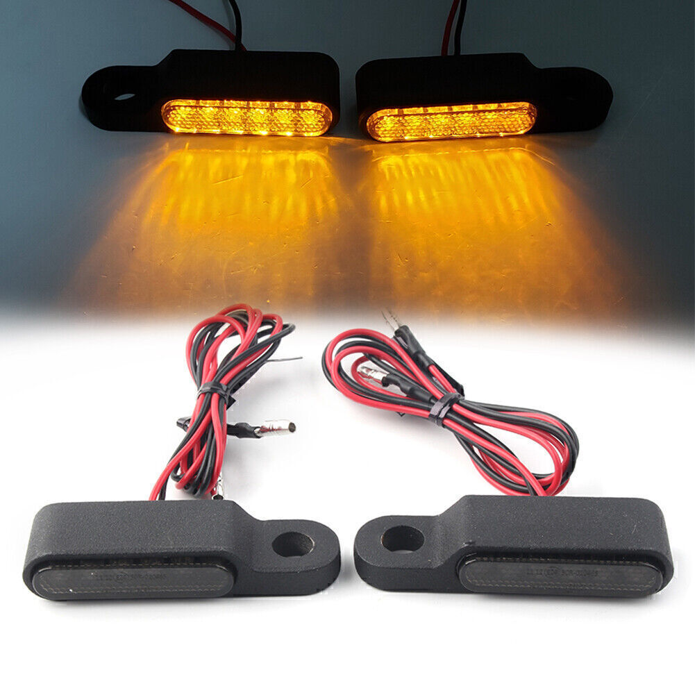 for Mini LED Turn Signal Light Lamp Brake Clutch Lever Flashers Black Pair Motor