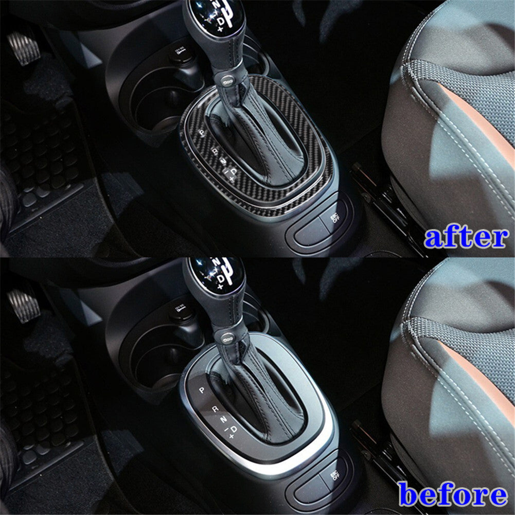 Carbon Fiber Interior Gear Shift Transmission Cover Trim For 2014-2017 for Fiat 500L