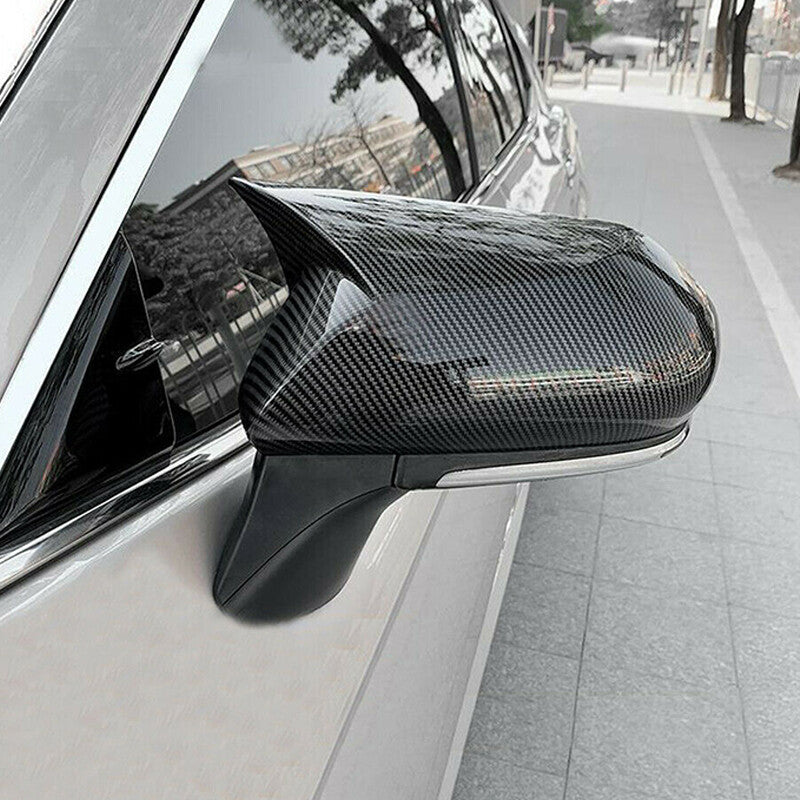 Carbon Fiber Look Ox Horn Rear View Mirror Cover Trim for Toyota for Camry 2018-2021